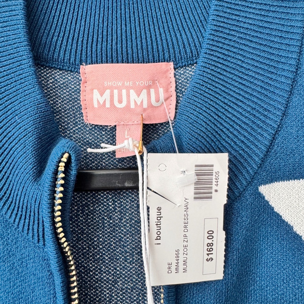NWT Show Me Your Mumu Star Dress Sleeveless Knit Zip Front Blue‎ White Size S - Picture 7 of 8